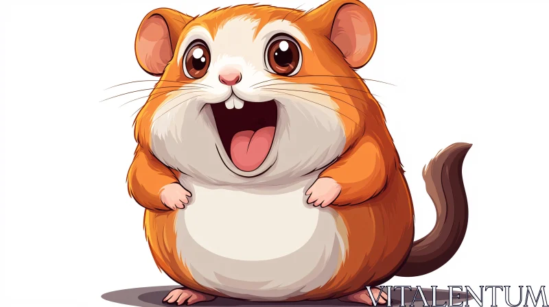 Cheerful Cartoon Hamster Illustration AI Image