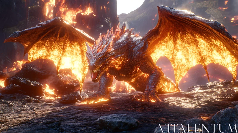 Dragon in Flames AI Image