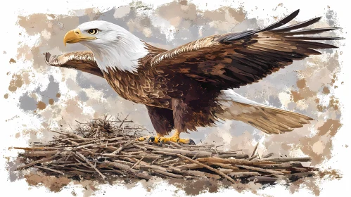 Wildlife Watercolor of Bald Eagle