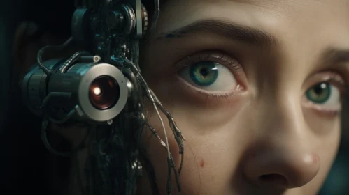 Enchanted Realism: Cyberpunk Woman with Electronic Eye