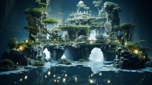 Ethereal Underwater Stone Fortress: A Meticulously Crafted Dreamlike Passage