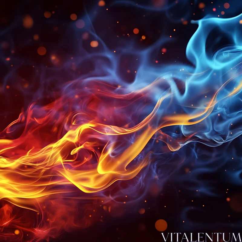 Fiery Flames and Ethereal Smoke in Abstract Art AI Image