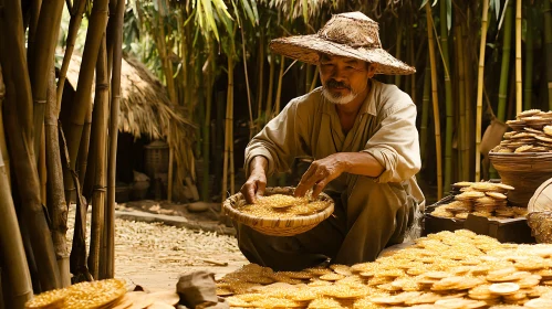 Traditional Asian Scene with Food