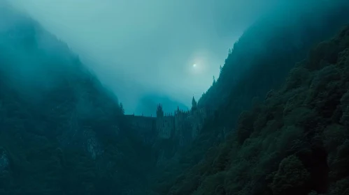 Mysterious Landscape with Castle on Cliff | Dark and Moody