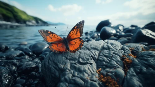 Orange Butterfly by the Ocean - An Unbelievable Visual Rendered in Unreal Engine 5