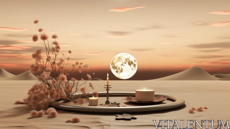 Zen-Inspired Moonlit Desert Scene - Romantic and Dreamy AI Image