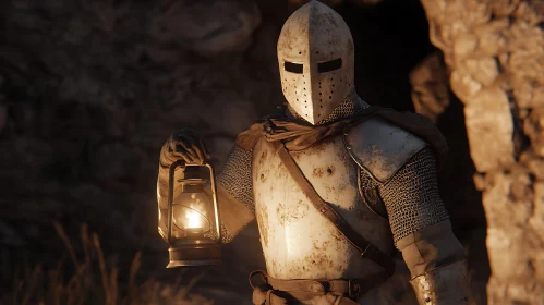 Armored Knight Holding a Lantern