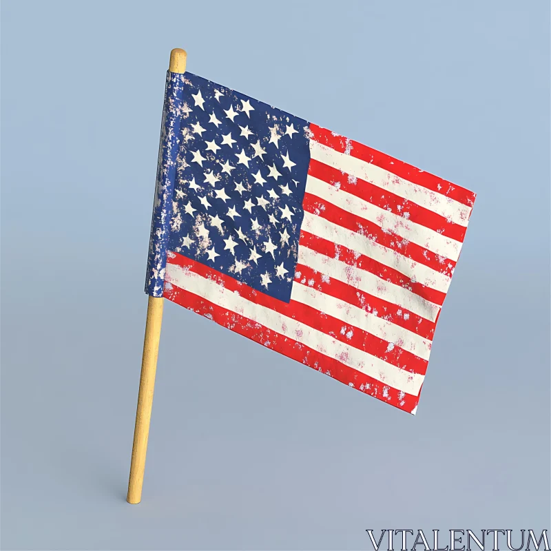 AI ART Distressed USA Flag on Pale Blue Background