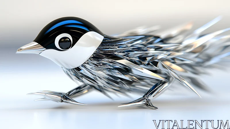 AI ART Stylized Bird with Metallic Shards