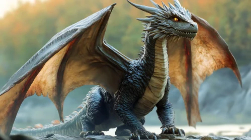 Fantasy Dragon with Amber Eyes