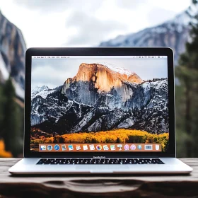 Laptop with Yosemite Half Dome Wallpaper