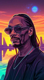 Snoop Dogg in Neon Sunset Art