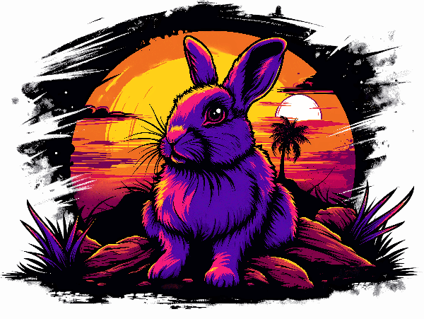 Sunset Rabbit in Tropics POD Design