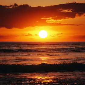 Ocean Sunset with Orange Sky