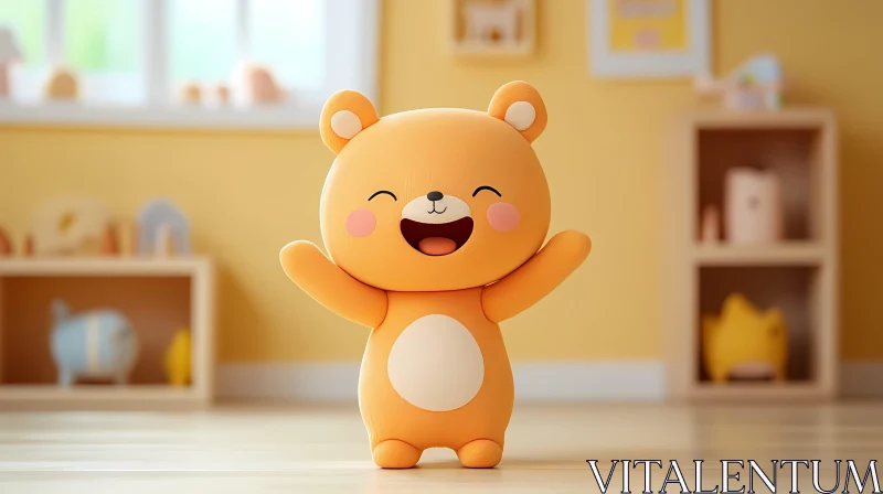 Joyful Orange Bear Illustration AI Image