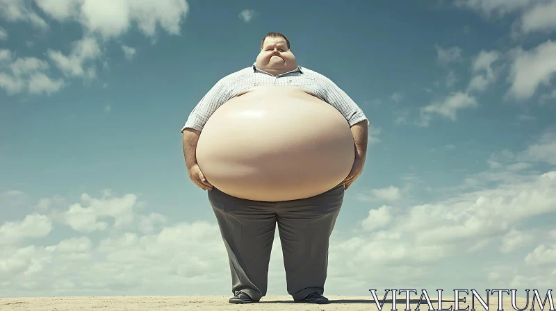 Overweight Man Sky Portrait AI Image