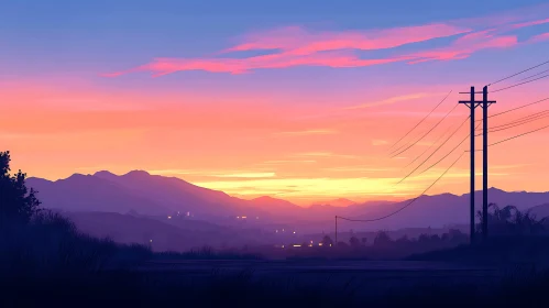 Sunset Over Mountains - Serene Evening Scene