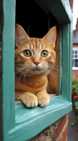 Curious Cat Peering Outside