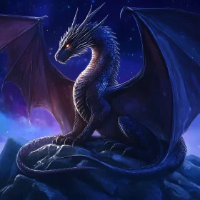 Night Dragon Under Starry Sky