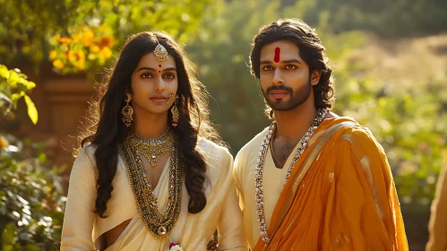 Portrait of a Couple in Traditional Indian Clothing