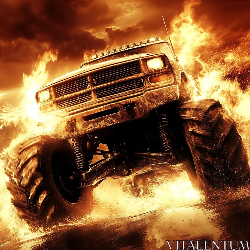 Fiery Monster Truck Adventure AI Image