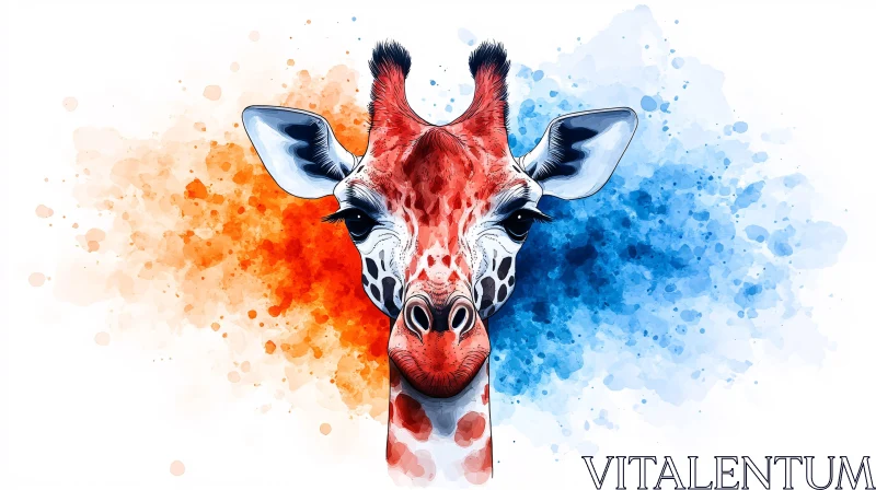 Colorful Giraffe Art AI Image