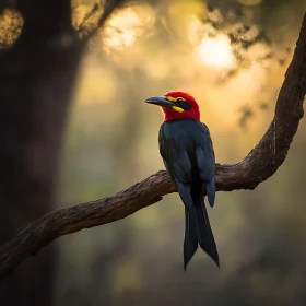 Crimson-Crowned Bird Perched Elegantly