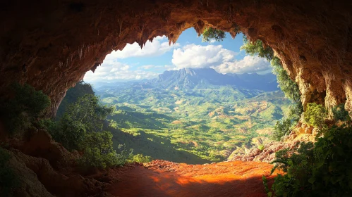 Scenic Mountain View from Cave