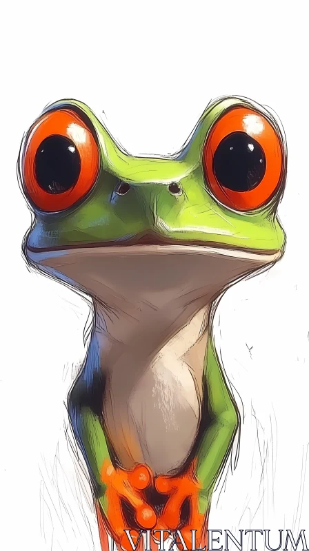 Artistic Frog with Vivid Colors AI Image