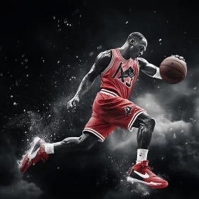 Athlete Jumping with Ball