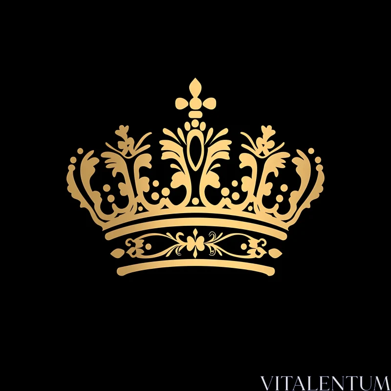 Elegant Gold Crown Design on Black AI Image