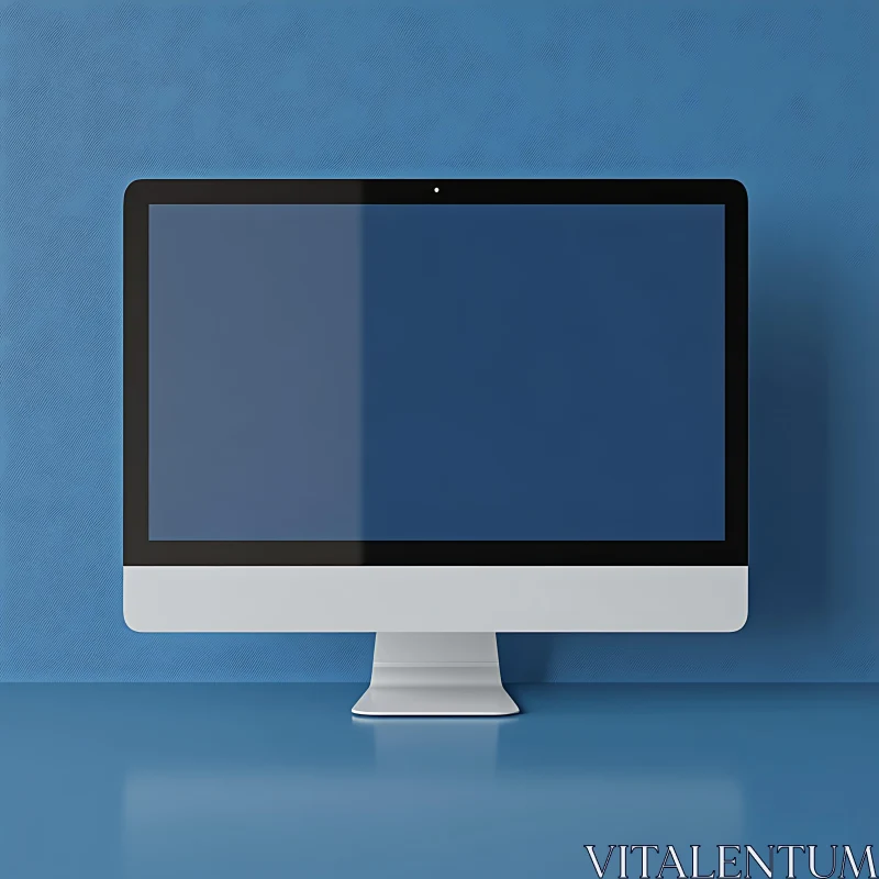 Modern Desktop Monitor on Blue Background AI Image