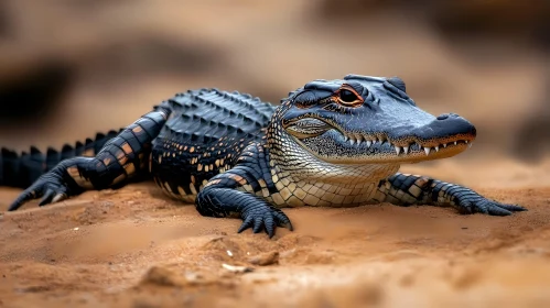 Alligator on Sandy Terrain