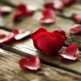 Red Rose Petals Heart Shapes