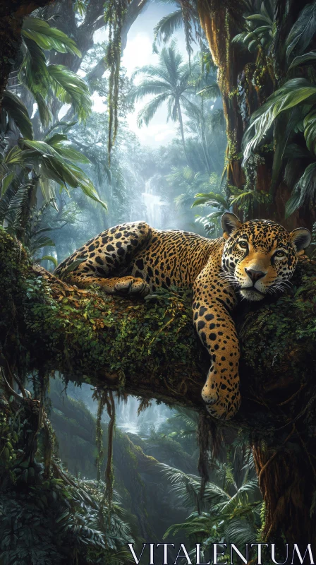 Jaguar Relaxing in Jungle AI Image