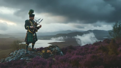 Highland Bagpiper Landscape