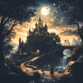 Moonlit Castle Landscape