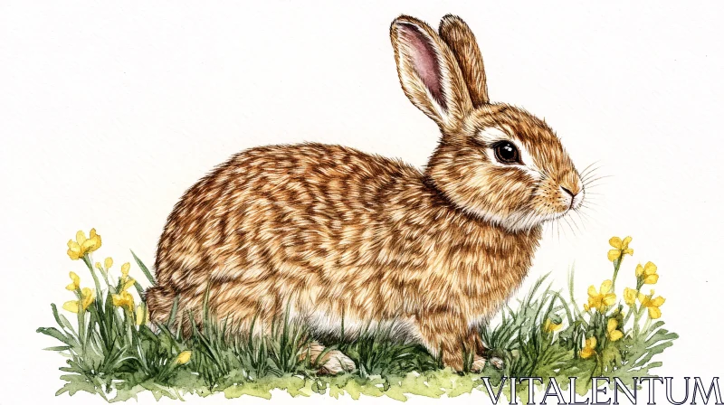 Brown Rabbit Illustration AI Image