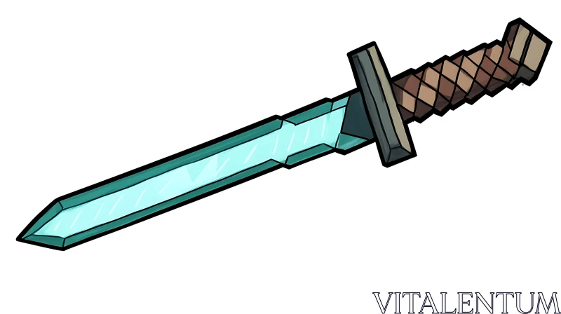 Stylized Sword with Brown Handle AI Image