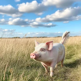 Piglet Frolic in Countryside Meadow