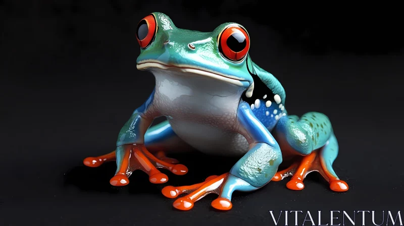 AI ART Vivid Blue and Green Frog in Detail