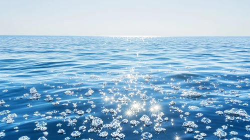 Glittering Sea Bubbles Under Sunlight