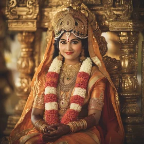 Golden Portrait of an Indian Woman