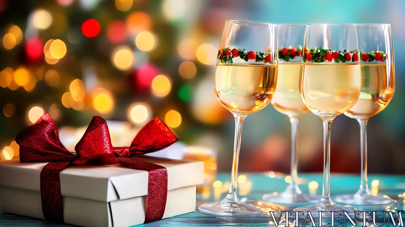 AI ART Festive Holiday Champagne Toast