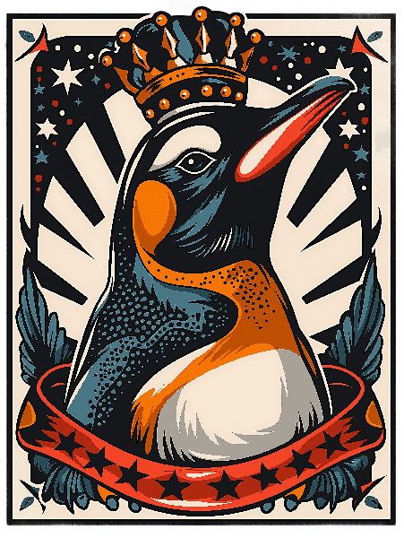 Regal Penguin Art for Apparel