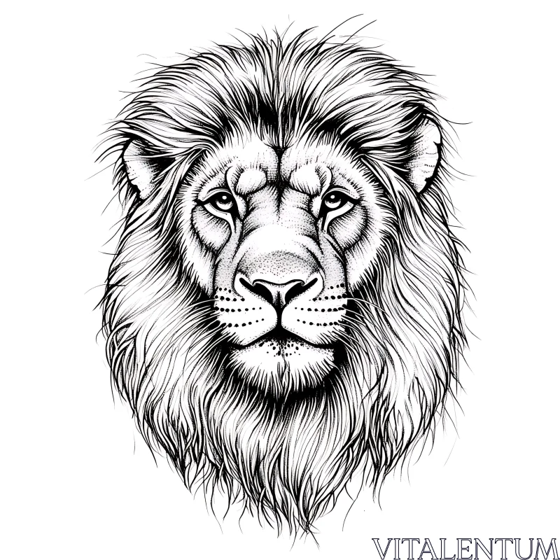 AI ART Monochrome Lion Head