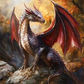 Dragon Perched on Rock Digital Art