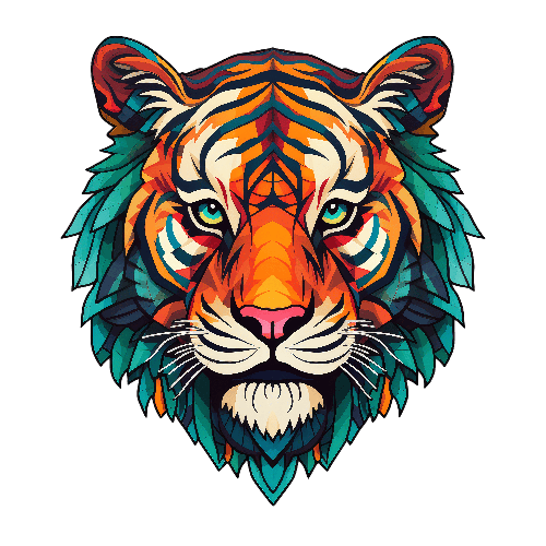 Colorful Tiger Face Illustration - Multicolored Animal Art