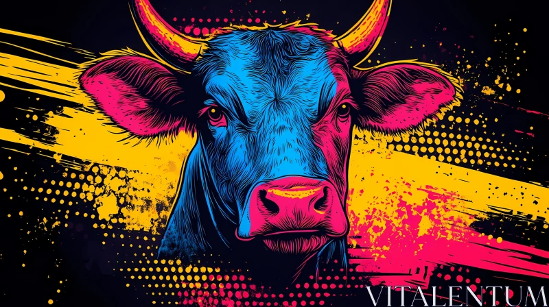 Abstract Pop Art Cow AI Image