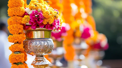 Festive Floral Display with Silver Vase